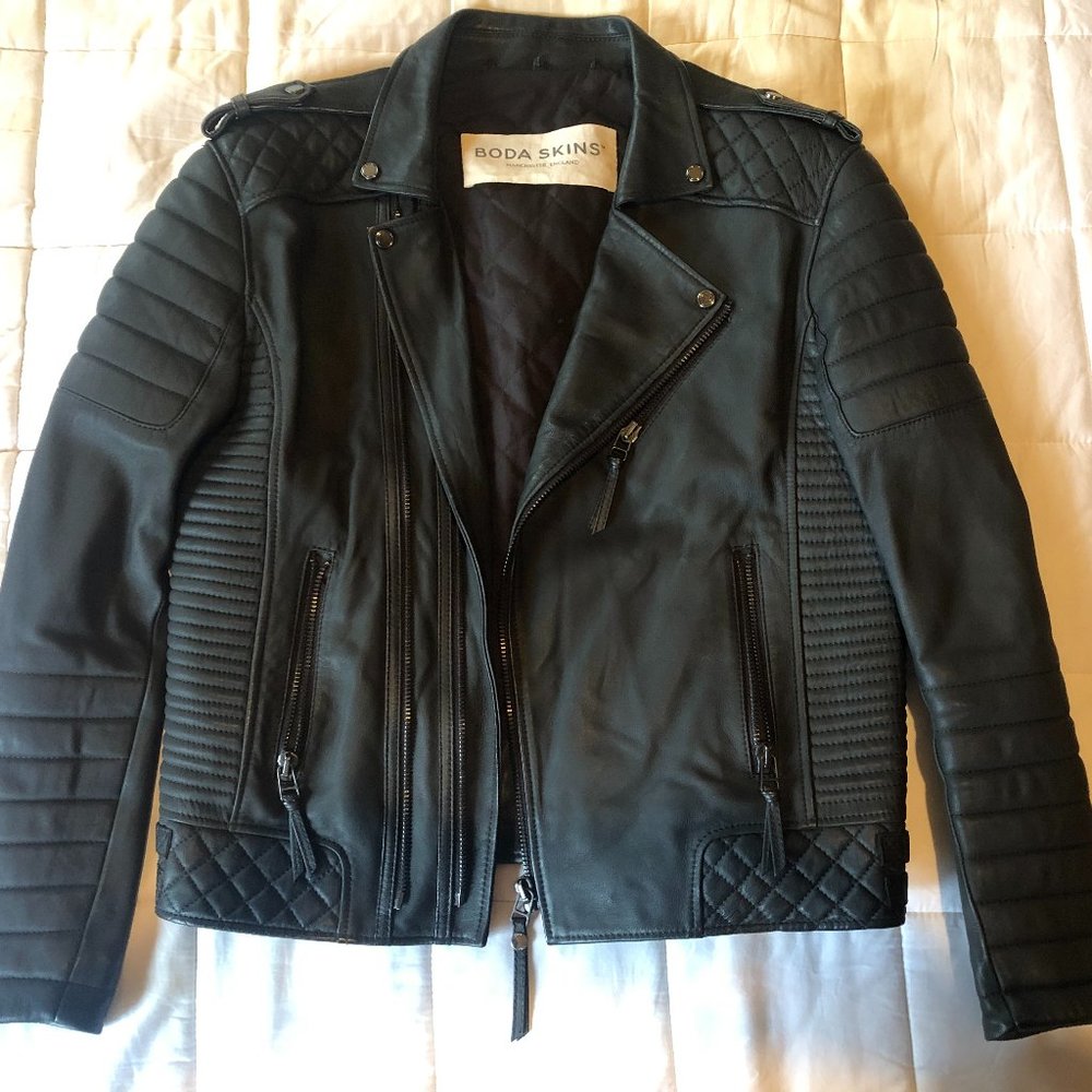 Boda Skins "Kay Michaels" Leather Jacket | Sz. M | Oil Black | Gunmetal Hardware